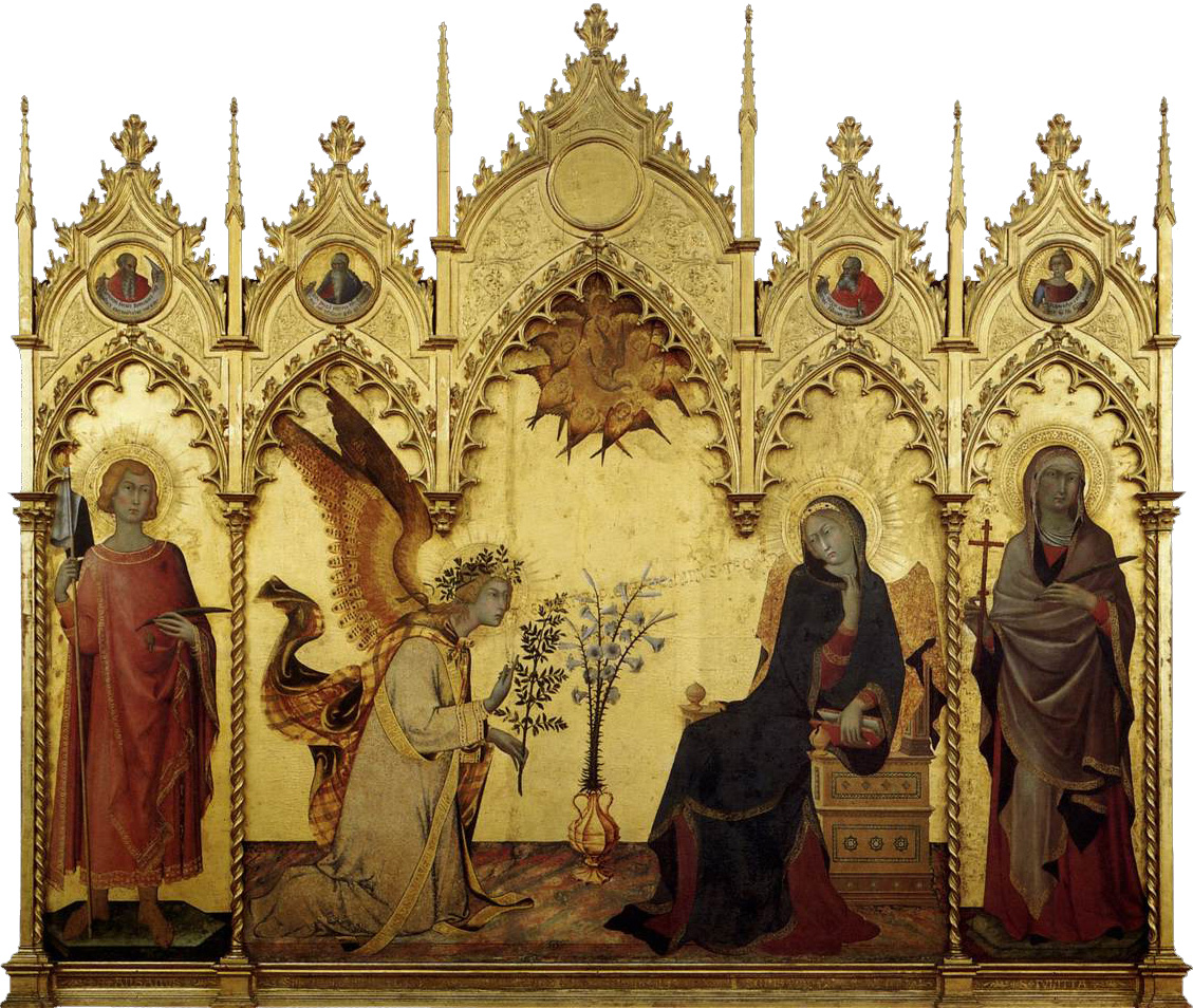 annunciation and two saints